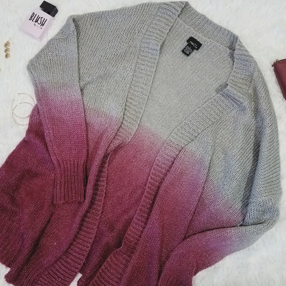 Rue21 Sweaters - Rue 21 Grey and Maroon Ombre Cozy Fuzzy Cardigan